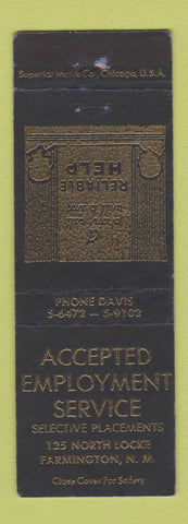 Matchbook Cover - Accepted Employment Service Farmington NM