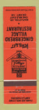 Matchbook Cover - Gingerbread Village Restaurant Mapleton OR