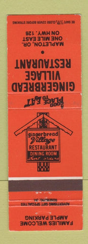 Matchbook Cover - Gingerbread Village Restaurant Mapleton OR