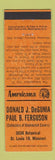 Matchbook Cover Perkins Americana Match Collectors St Louis MO DeGunia Ferguson
