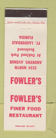 Matchbook Cover - Fowler's Restaurant Fort Lauderdale FL