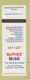 Matchbook Cover - McPhee Mobil oil gas Burleson TX