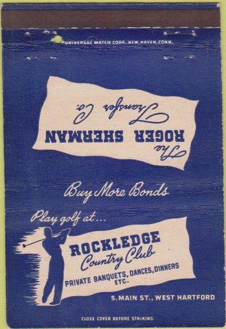 Matchbook Cover - Rockledge Country club West Hartford CT golf 40 Strike