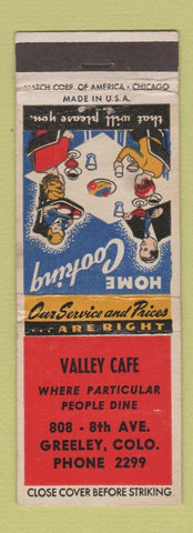 Matchbook Cover - Valley Cafe Greeley Colorado low phone #