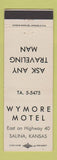Matchbook Cover - Wymore Motel Salina KS
