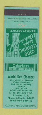 Matchbook Cover - World Dry Cleaners Astoria LI NY