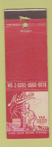 Matchbook Cover - Miller's Restaurant New York City WORN POOR STRIKER