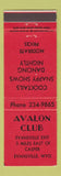 Matchbook Cover - Avalon Club Evansville WY