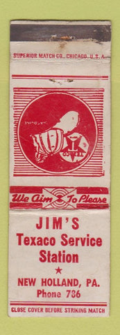 Matchbook Cover - Jim's Texaco oil gas New Holland PA WORN