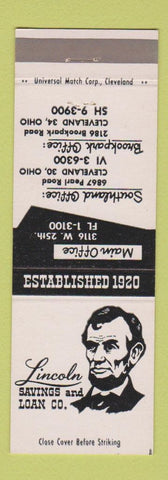 Matchbook Cover - Lincoln Savings and Loan Abraham Cleveland OH