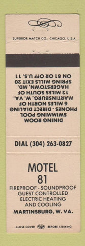 Matchbook Cover - Motel 81 Martinsburg WV