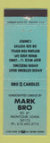 Matchbook Cover - Mark Bro Candles Montour IA TEAL