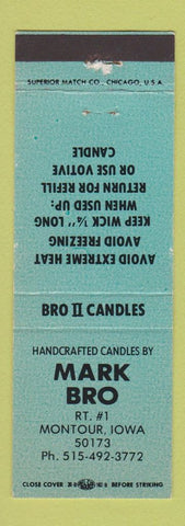 Matchbook Cover - Mark Bro Candles Montour IA TEAL