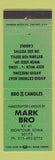 Matchbook Cover - Mark Bro Candles Montour IA GREEN WEAR