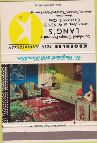 Matchbook Cover - Lang's Furniture Cleveland OH Kroehler 40 Strike