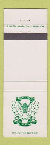 Matchbook Cover - Oakdale Golf Country Club Toronto ON