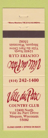 Matchbook Cover - Ville du Pare Country Club Mequon WI