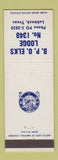 Matchbook Cover - Elks Lodge Lubbock TX