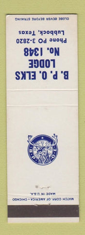 Matchbook Cover - Elks Lodge Lubbock TX