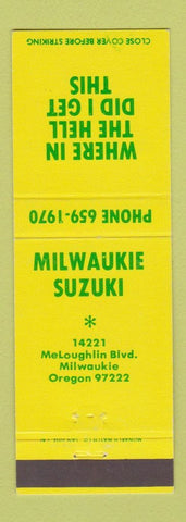 Matchbook Cover - Milwaukie Suzuki Milwaukie OR