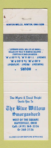 Matchbook Cover - Blue Willow Smorgasbord Hayesville OH WEAR