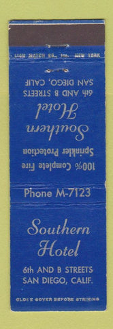 Matchbook Cover - Southern Hotel San Diego CA