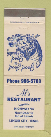 Matchbook Cover - Al's Restaurant Lenoir City TN