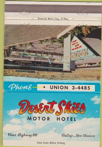 Matchbook Cover - Desert Skies Motor Hotel Gallup NM Route 66 40 Strike