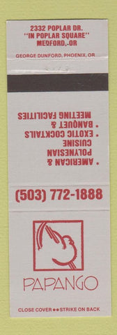Matchbook Cover - Papango Restaurant Medford OR