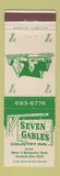 Matchbook Cover - Seven Gables Country Inn Cincinnati OH