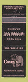Matchbook Cover - Covey's Restaurant Wenatchee WA