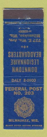 Matchbook Cover - American Legion Federal Post Milwaukee WI