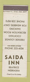Matchbook Cover - Saida Inn Beatrice NE