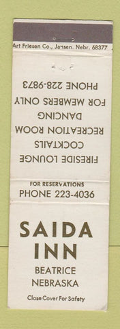 Matchbook Cover - Saida Inn Beatrice NE