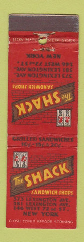 Matchbook Cover - Shack Sandwich Shops New York City