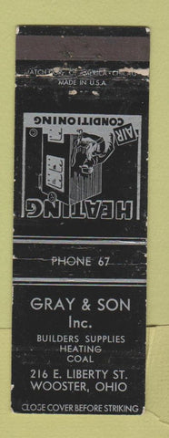 Matchbook Cover - Gray and Son Building Supply Wooster OH WORN