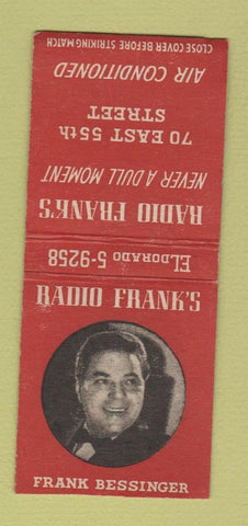 Matchbook Cover - Radio Frank's New York City BOBTAIL