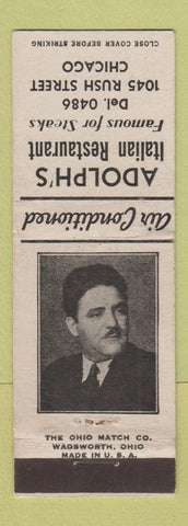 Matchbook Cover - Adolph's Italian Restaurant Chicago IL
