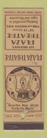Matchbook Cover - Plaza Theatre New York City Leo Brecher's
