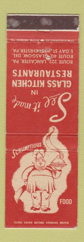 Matchbook Cover - Glass Kitchen Lancaster West Chester PA Glasgow DE