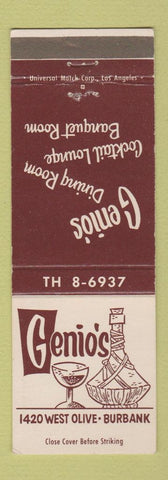 Matchbook Cover - Genio's Restaurant Burbank CA