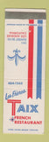 Matchbook Cover - Les Freres Taix French Restaurant Los Angeles CA