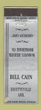 Matchbook Cover - Bill Cain McMAnus Heryer American Cans Fayetteville AR WORN