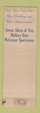 Matchbook Cover - David's Men's Clothes Cleveland OH WEAR