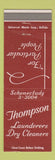 Matchbook Cover - Thompson Laundry Dry Cleaning Schenectady NY WEAR