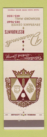 Matchbook Cover - Diamonds' Restaurants Cleveland? OH