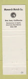 Matchbook Cover - Albee Idea Market Monarch Match San Jose CA
