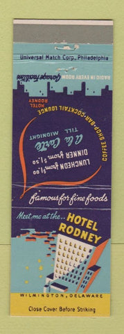 Matchbook Cover - Hotel Rodney Wilmington DE