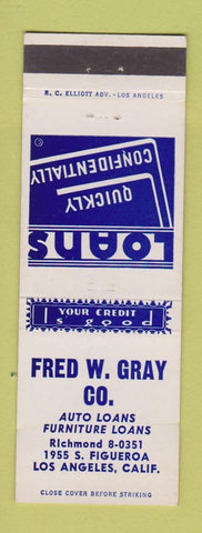 Matchbook Cover - Fred Gray Loans Los Angeles CA