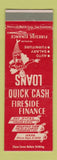 Matchbook Cover - Fireside Finance Loans Napa San Mateo Mountain View CA